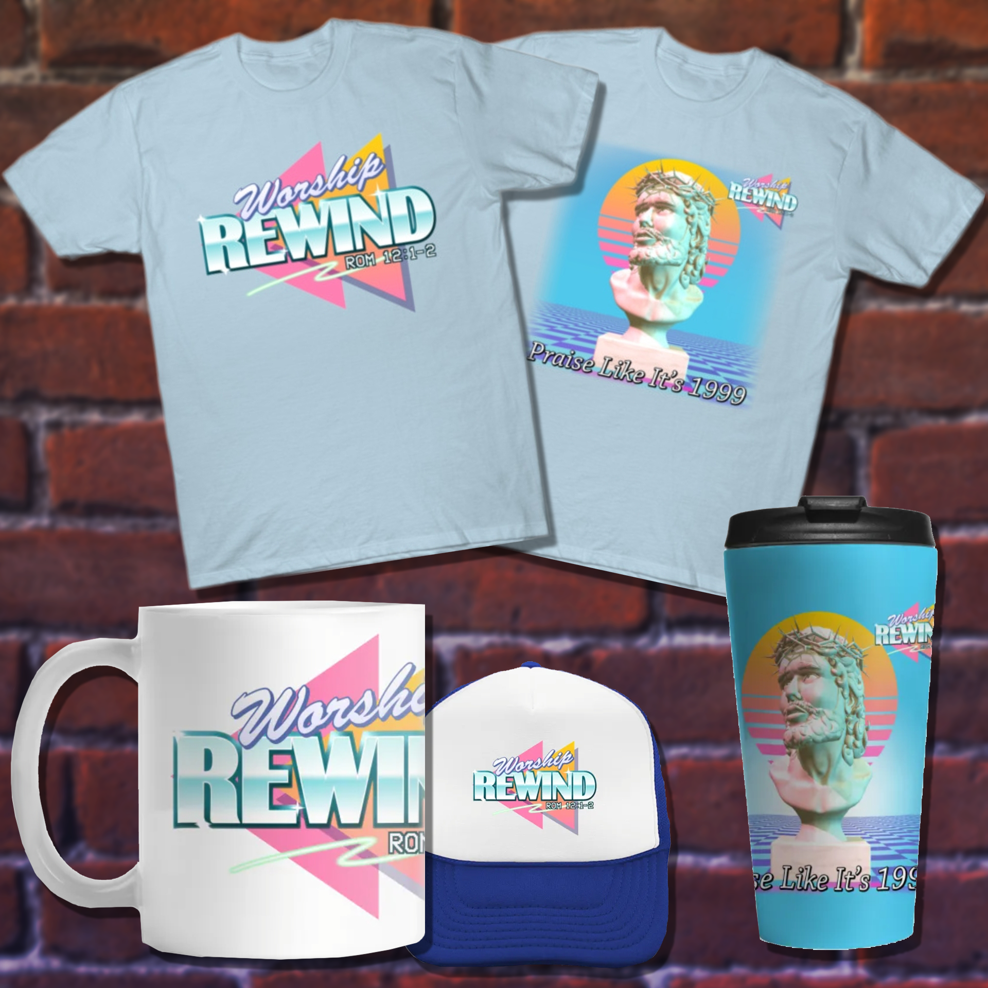 Worship REWIND band merch selection