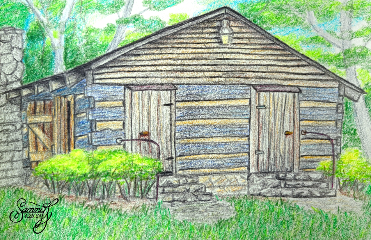 Colored Pencil drawing of the Red River Meeting house.